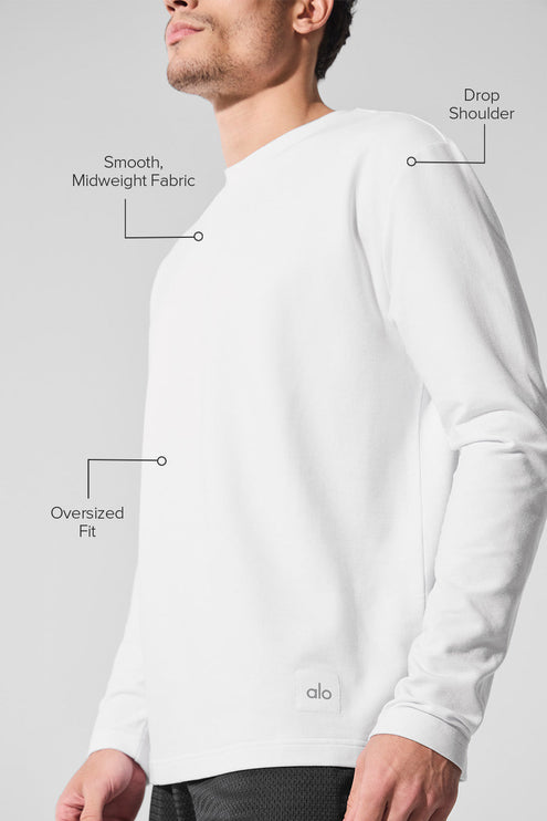 alo Men's Double Take Long Sleeve Crew - White
