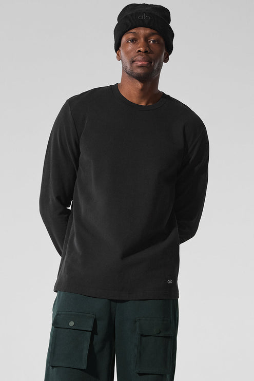 alo Men's Double Take Long Sleeve Crew - Black