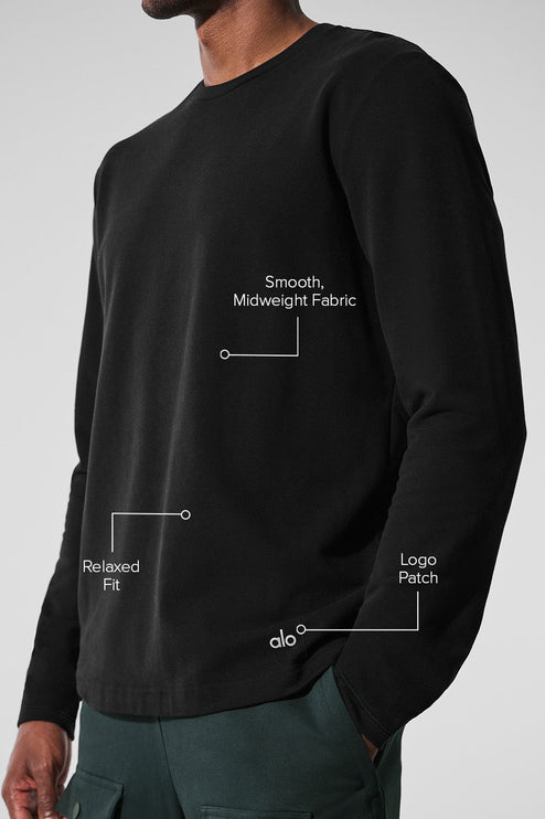 alo Men's Double Take Long Sleeve Crew - Black