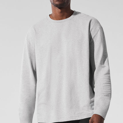 alo Men's Double Take Long Sleeve Crew - Athletic Heather Grey