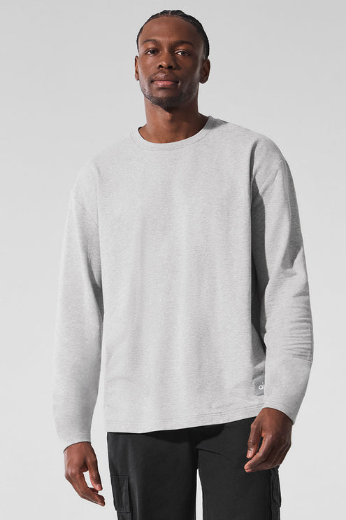 alo Men's Double Take Long Sleeve Crew - Athletic Heather Grey