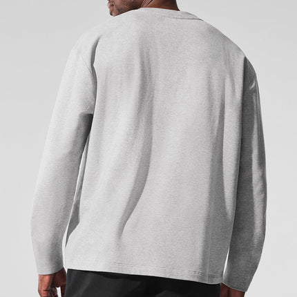 alo Men's Double Take Long Sleeve Crew - Athletic Heather Grey