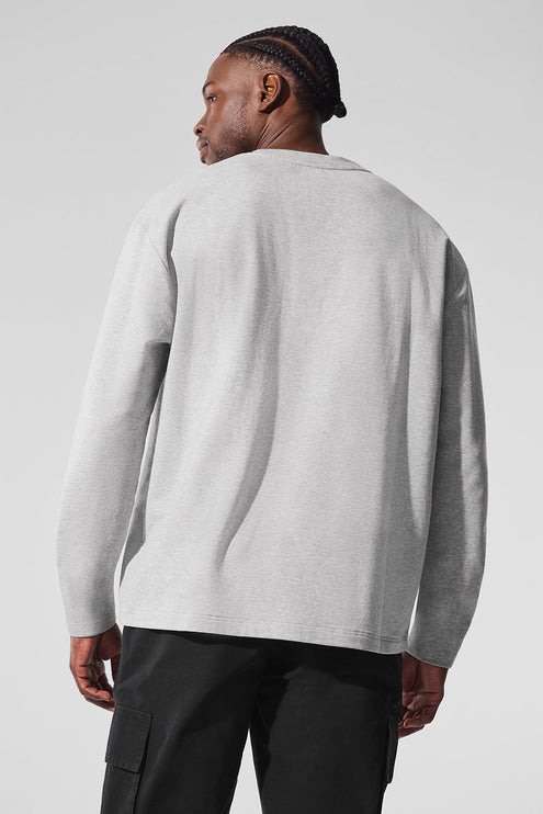 alo Men's Double Take Long Sleeve Crew - Athletic Heather Grey