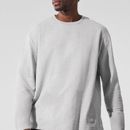 alo Men's Double Take Long Sleeve Crew - Athletic Heather Grey
