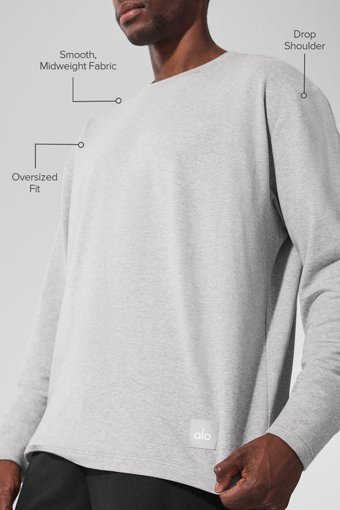 alo Men's Double Take Long Sleeve Crew - Athletic Heather Grey