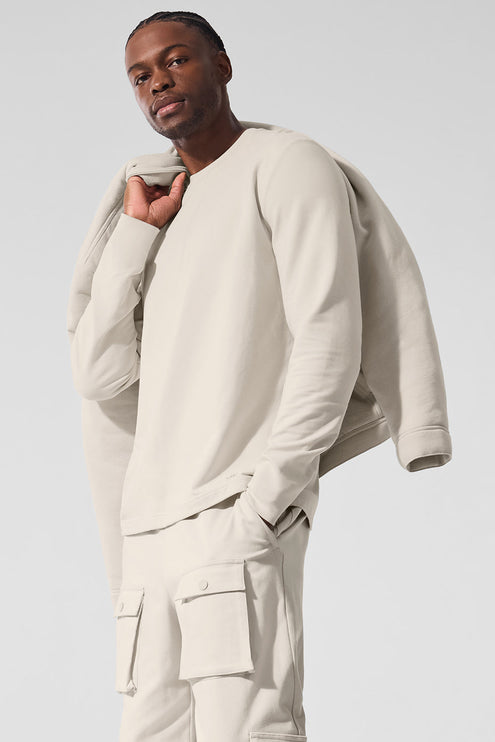 alo Men's Double Take Long Sleeve Crew - Bone