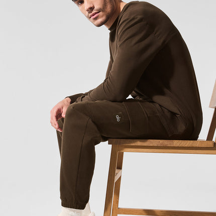 alo Men's Double Take Long Sleeve Crew - Espresso
