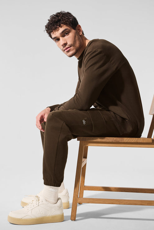 alo Men's Double Take Long Sleeve Crew - Espresso