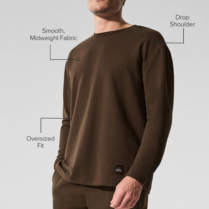 alo Men's Double Take Long Sleeve Crew - Espresso