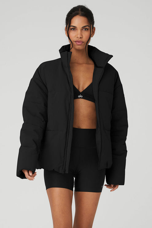 alo Women's Stretch Woven Street Puffer - Black