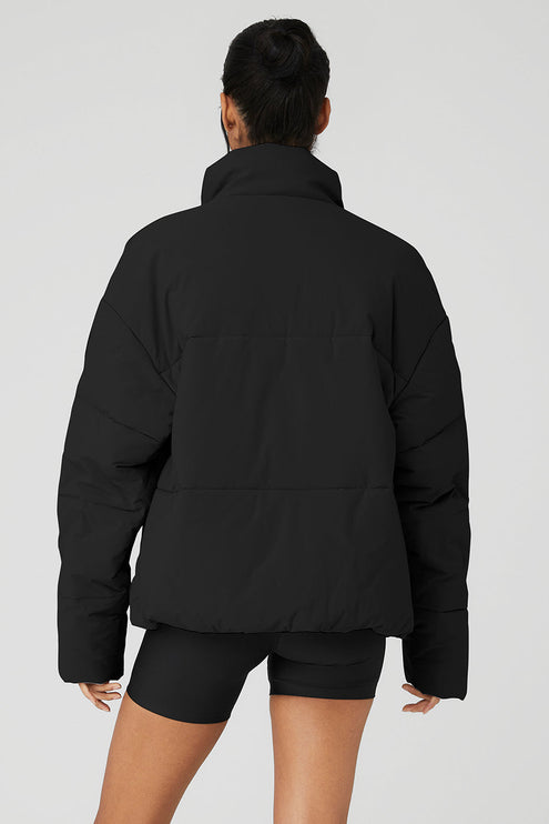 alo Women's Stretch Woven Street Puffer - Black