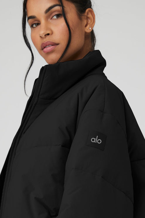 alo Women's Stretch Woven Street Puffer - Black