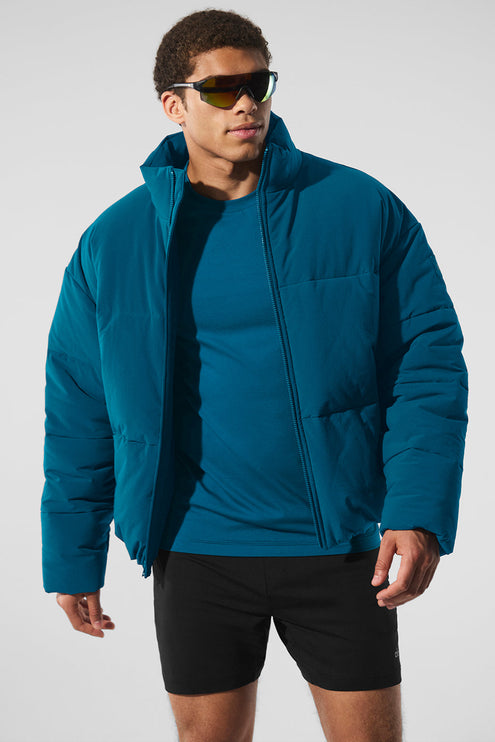 alo Men's Stretch Woven Street Puffer - Eclipse Blue