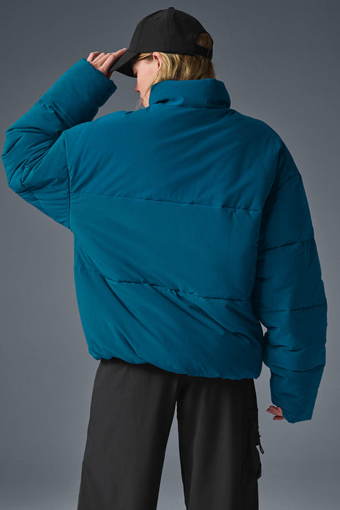 alo Women's Stretch Woven Street Puffer - Eclipse Blue