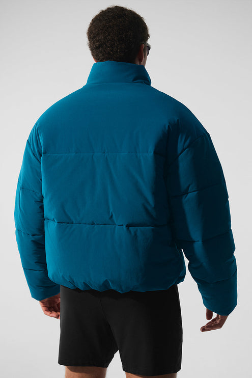 alo Men's Stretch Woven Street Puffer - Eclipse Blue