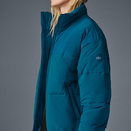 alo Women's Stretch Woven Street Puffer - Eclipse Blue