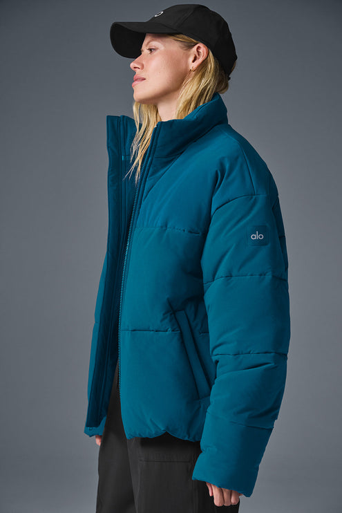 alo Women's Stretch Woven Street Puffer - Eclipse Blue