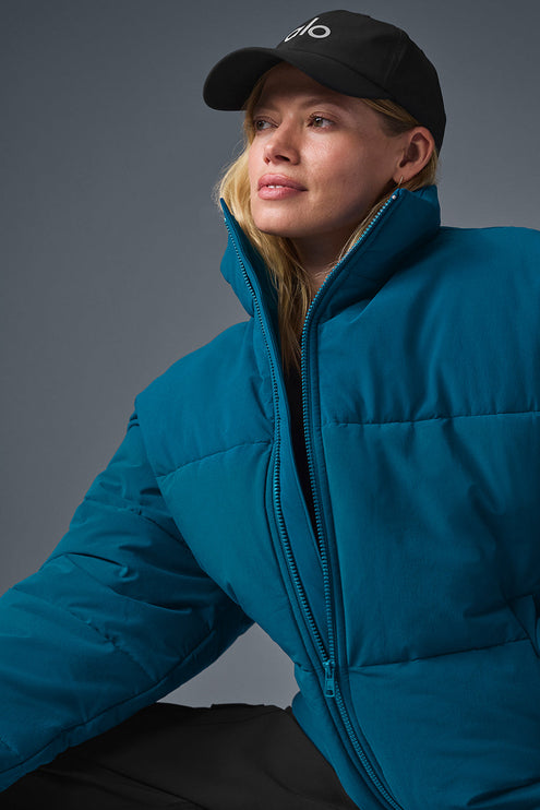 alo Women's Stretch Woven Street Puffer - Eclipse Blue