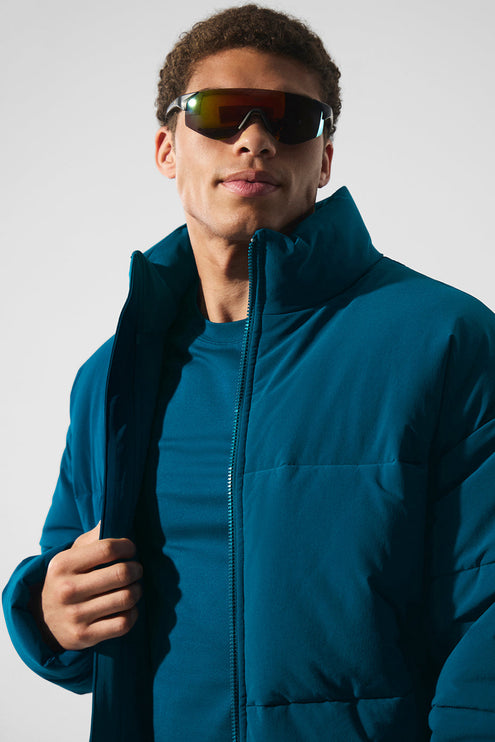 alo Men's Stretch Woven Street Puffer - Eclipse Blue
