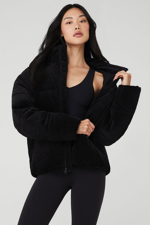 alo Women's Corduroy Stage Puffer - Black
