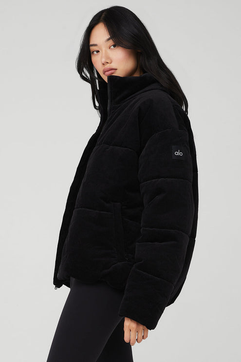 alo Women's Corduroy Stage Puffer - Black