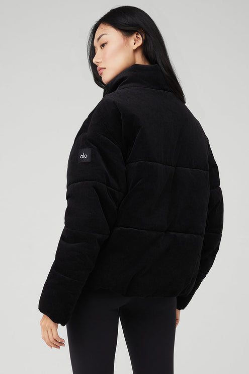 alo Women's Corduroy Stage Puffer - Black