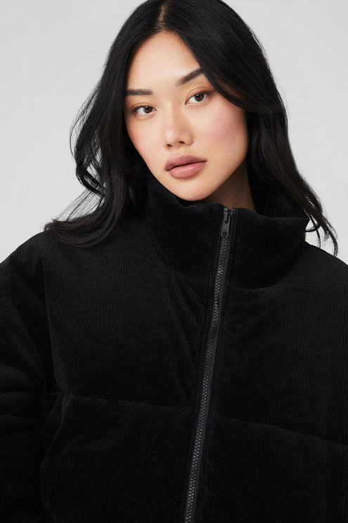alo Women's Corduroy Stage Puffer - Black