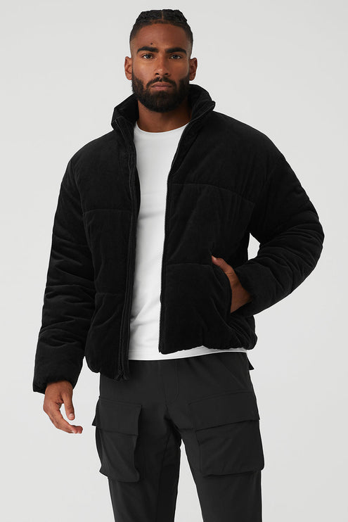 alo Men's Corduroy Stage Puffer - Black