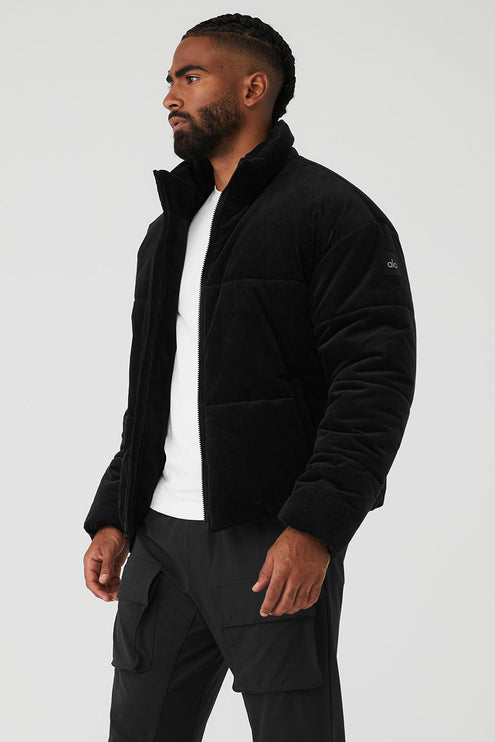 alo Men's Corduroy Stage Puffer - Black