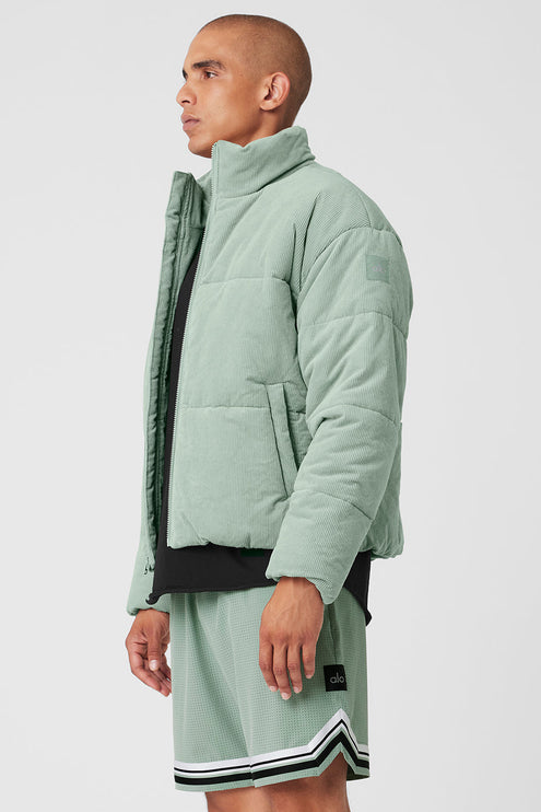 alo Men's Corduroy Stage Puffer - Icy Sage