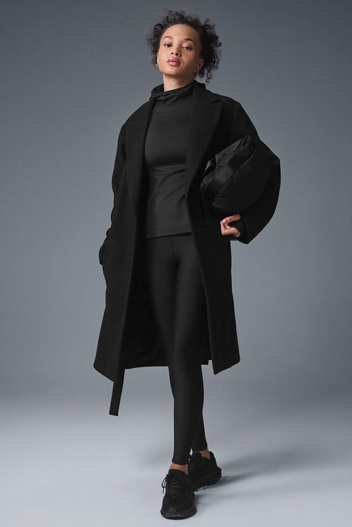 alo Women's Wool Gameday Overcoat - Black
