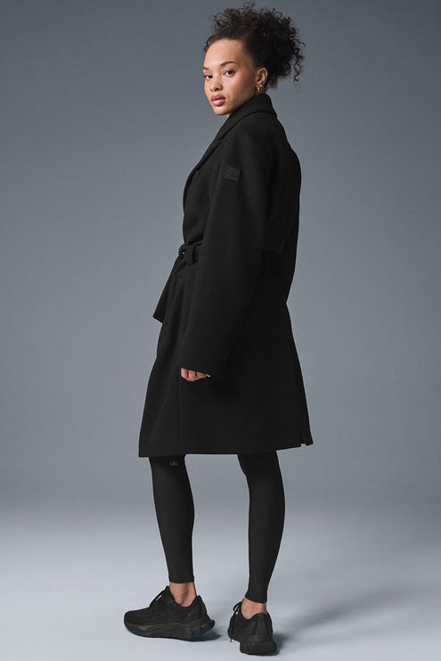 alo Women's Wool Gameday Overcoat - Black