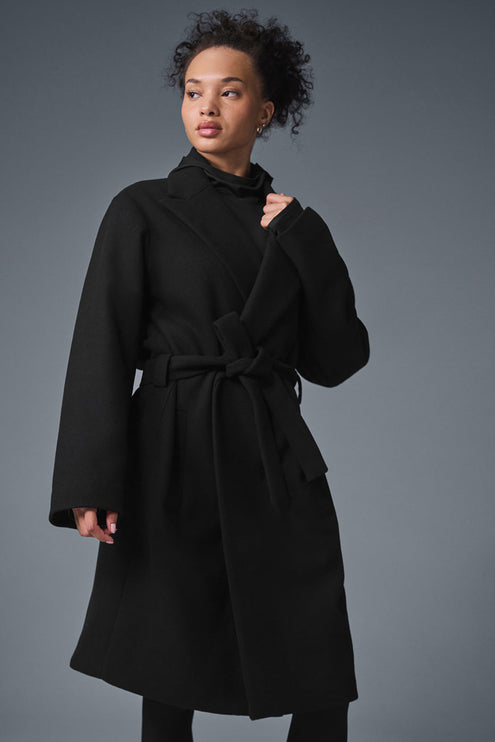 alo Women's Wool Gameday Overcoat - Black