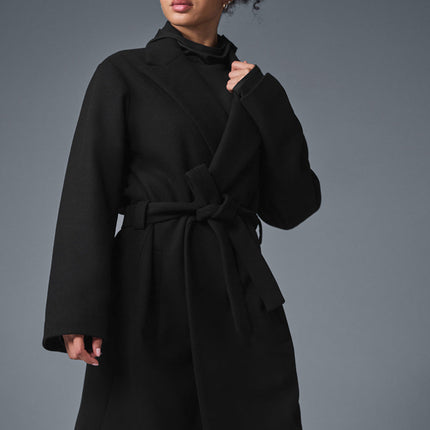 alo Women's Wool Gameday Overcoat - Black