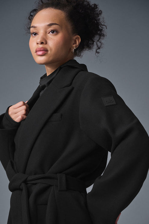 alo Women's Wool Gameday Overcoat - Black