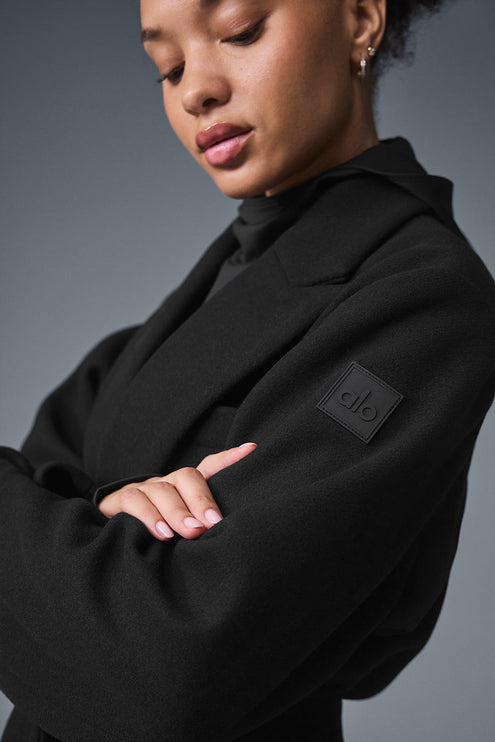 alo Women's Wool Gameday Overcoat - Black