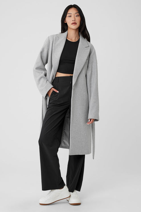 alo Women's Wool Gameday Overcoat - Athletic Heather Grey