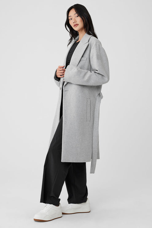 alo Women's Wool Gameday Overcoat - Athletic Heather Grey