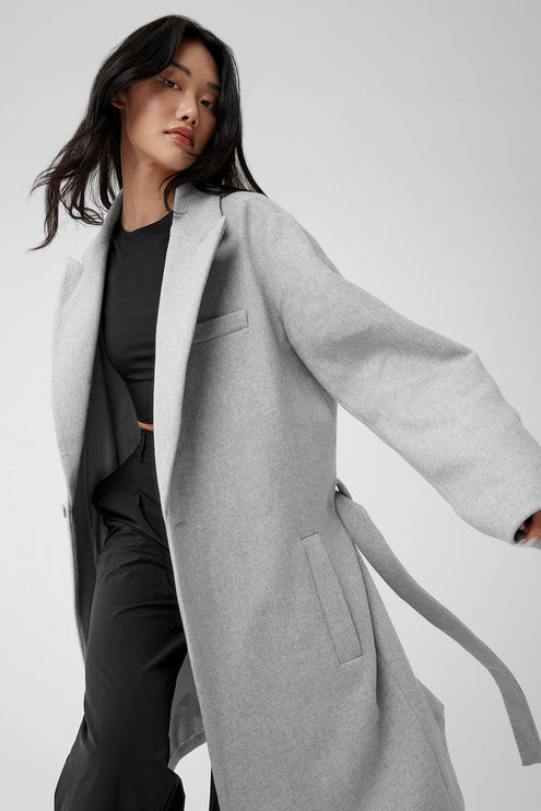 alo Women's Wool Gameday Overcoat - Athletic Heather Grey