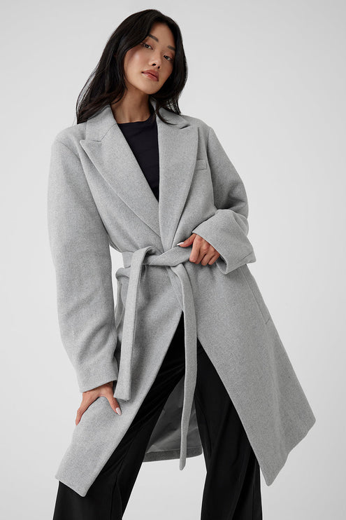 alo Women's Wool Gameday Overcoat - Athletic Heather Grey