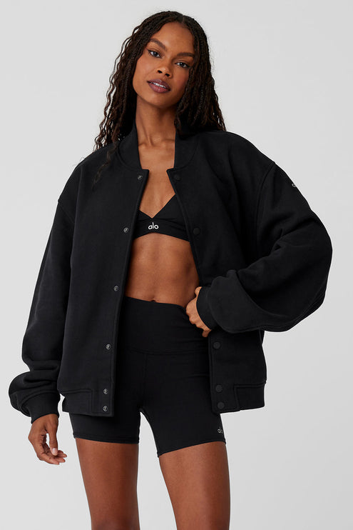 alo Women's Renown Varsity Jacket - Black