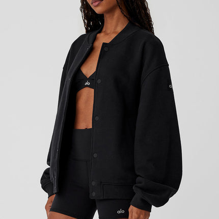 alo Women's Renown Varsity Jacket - Black