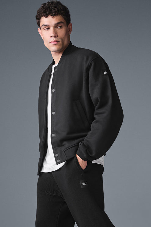 alo Men's Renown Varsity Jacket - Black