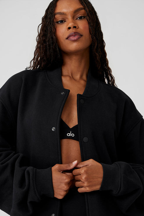alo Women's Renown Varsity Jacket - Black