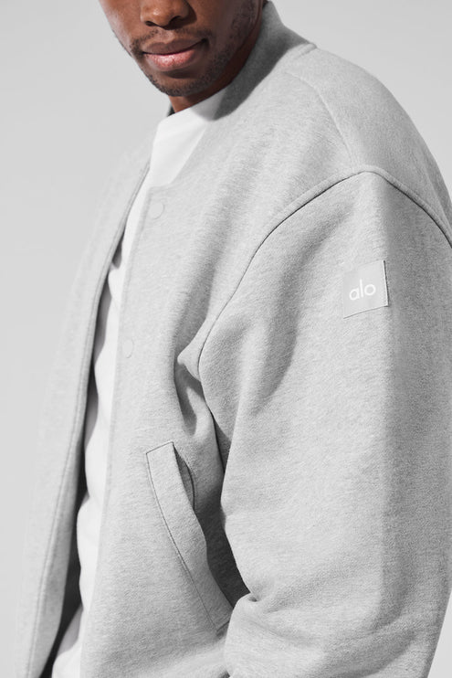 alo Men's Renown Varsity Jacket - Athletic Heather Grey