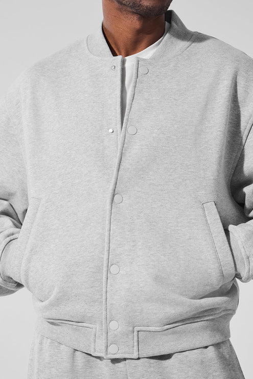 alo Men's Renown Varsity Jacket - Athletic Heather Grey