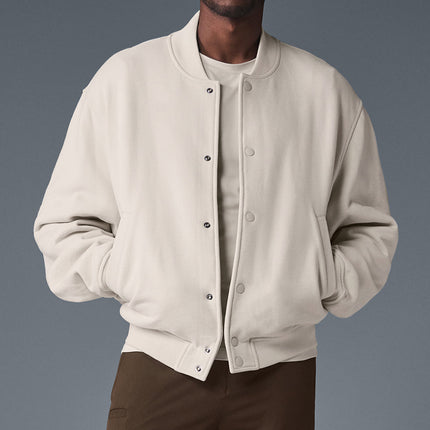 alo Men's Renown Varsity Jacket - Bone