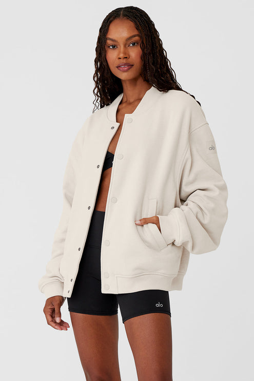 alo Women's Renown Varsity Jacket - Bone