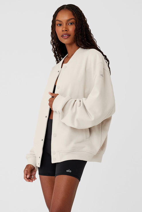 alo Women's Renown Varsity Jacket - Bone