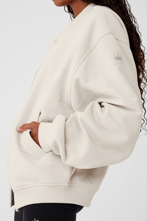 alo Women's Renown Varsity Jacket - Bone